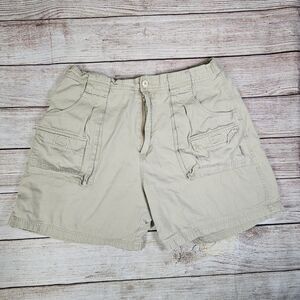 Go Fish Adventure Apparel Fishing Hiking Outdoors Khaki Cargo Shorts Mens 38